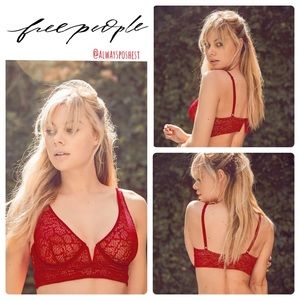 Free People Tameeka Red Lace Underwire Bralette
